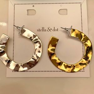 Stella & Dot Reversible Silver/Gold Wave Hoops